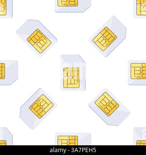 Carte SIM modèle sans couture se répétant sur fond blanc Illustration de Vecteur