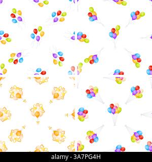 Ensemble de motifs sans couture de ballons colorés pour la fête d'anniversaire Illustration de Vecteur