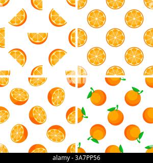 Motif sans couture avec des oranges, des tranches et des moitiés créant un motif d'agrumes vibrant Illustration de Vecteur