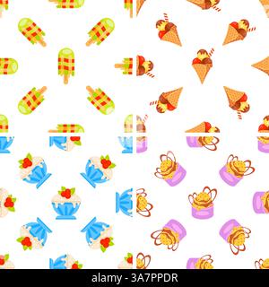 Crème glacée et popsicles créant un motif sans couture coloré et rafraîchissant Illustration de Vecteur