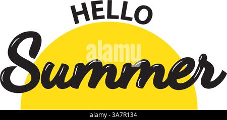 Modèle de logo de lettre Hello Summer. Illustration typographique Vector Summer Welcome Illustration de Vecteur