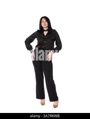 Charmant modèle de plus grande taille sur fond blanc. Surpoids Banque D'Images