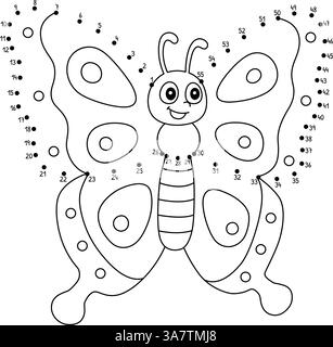 Coloriage isolé animal papillon point à point Illustration de Vecteur