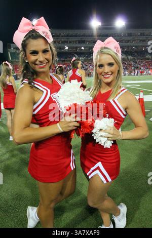 18 octobre 2012 - Dallas, Texas, États-Unis d'Amérique - les Cheerleaders des Cougars de Houston se produisent pendant le match entre les Mustangs de SMU et les Cougars de Houston au stade Gerald J. Ford de Dallas, Texas. SMU a battu Houston 72-42. (Crédit image : © Matt Pearce/ZUMAPRESS.com) Banque D'Images