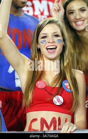 18 octobre 2012 - Dallas, Texas, États-Unis d'Amérique - les fans des Mustangs méthodistes du Sud célèbrent le match entre les Mustangs SMU et les Cougars de Houston au stade Gerald J. Ford de Dallas, Texas. SMU a battu Houston 72-42. (Crédit image : © Matt Pearce/ZUMAPRESS.com) Banque D'Images
