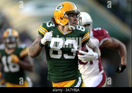 4 novembre 2012 - Green Bay, WI, États-Unis - Green Bay Packers Tom Crabtree marque un touchdown sur une réception de 72 yards au cours du troisième quart-temps de leur match dimanche 4 novembre 2012 au lambeau Field à Green Bay, Wisconsin. Les Packers de Green Bay battent les Cardinals de l'Arizona 31-17. (Crédit image : © Mark Hoffman/MCT/ZUMAPRESS.com) Banque D'Images