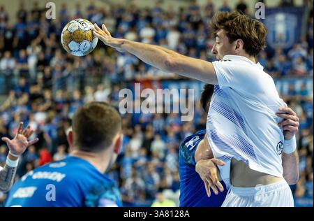 Orlen Arena, Plock, Pologne. 27 mars 2025. Ligue des Champions Handball ; Wisla Plock contre HBC Nantes, Thibaud Briet (Nantes) crédit : action plus Sports/Alamy Live News Banque D'Images
