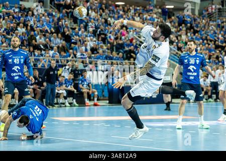 Orlen Arena, Plock, Pologne. 27 mars 2025. Ligue des Champions Handball ; Wisla Plock contre HBC Nantes, Nicolas Tournat (Nantes) crédit : action plus Sports/Alamy Live News Banque D'Images