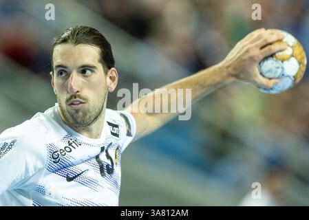 Orlen Arena, Plock, Pologne. 27 mars 2025. Ligue des Champions Handball ; Wisla Plock contre HBC Nantes, Julien Bos (Nantes) crédit : action plus Sports/Alamy Live News Banque D'Images