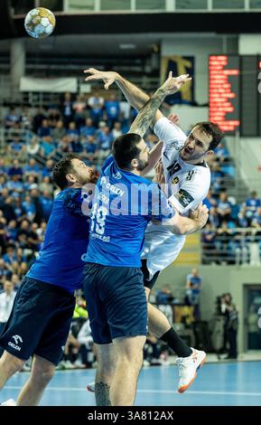Orlen Arena, Plock, Pologne. 27 mars 2025. Ligue des Champions Handball ; Wisla Plock contre HBC Nantes, Romain Lagarde (Nantes) crédit : action plus Sports/Alamy Live News Banque D'Images