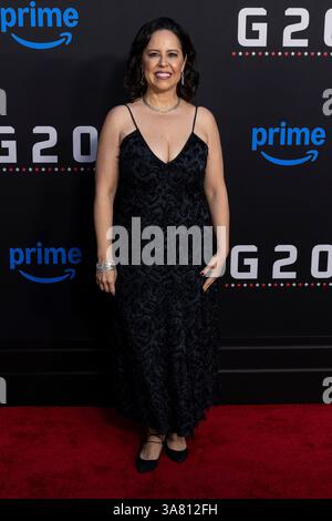 Hollywood, États-Unis. 27 mars 2025. Patricia Riggen assiste à l’arrivée de la première mondiale « G20 » d’Amazon MGM Studios au TCL Chinese Theatre à Hollywood, CA, le 27 mars 2025. (Photo de Corine Solberg/Sipa USA) crédit : Sipa USA/Alamy Live News Banque D'Images