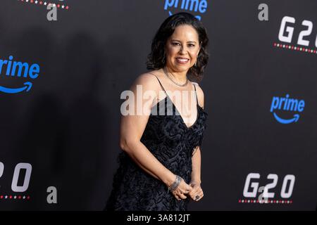 Hollywood, États-Unis. 27 mars 2025. Patricia Riggen assiste à l’arrivée de la première mondiale « G20 » d’Amazon MGM Studios au TCL Chinese Theatre à Hollywood, CA, le 27 mars 2025. (Photo de Corine Solberg/Sipa USA) crédit : Sipa USA/Alamy Live News Banque D'Images