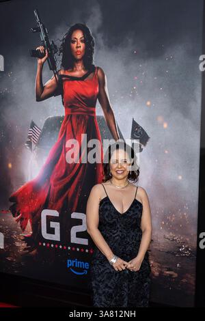 Hollywood, États-Unis. 27 mars 2025. Patricia Riggen assiste à l’arrivée de la première mondiale « G20 » d’Amazon MGM Studios au TCL Chinese Theatre à Hollywood, CA, le 27 mars 2025. (Photo de Corine Solberg/Sipa USA) crédit : Sipa USA/Alamy Live News Banque D'Images