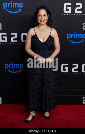 Hollywood, États-Unis. 27 mars 2025. Patricia Riggen assiste à l’arrivée de la première mondiale « G20 » d’Amazon MGM Studios au TCL Chinese Theatre à Hollywood, CA, le 27 mars 2025. (Photo de Corine Solberg/Sipa USA) crédit : Sipa USA/Alamy Live News Banque D'Images