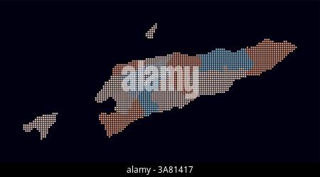 Carte en pointillés du Timor-Leste. Carte de style numérique du pays sur fond sombre. Forme Timor-Leste avec points carrés. Style de points colorés. Illustration de Vecteur