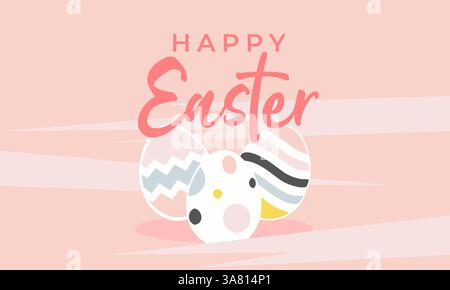 Joyeuses Pâques avec des œufs décorés concept de bannière de voeux Illustration de Vecteur