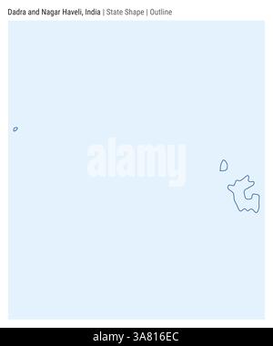 Dadra et Nagar Haveli, Inde. Carte vectorielle simple. Forme d'état. Style de contour. Frontière de Dadra et Nagar Haveli. Illustration vectorielle. Illustration de Vecteur