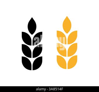 Icône blé. Silhouette Wheats isolés sur fond blanc. Grain épillets. Malts Spike. Bière de malt. Orge ou maïs pour la conception d'impression de farine. Oreille de céréales Illustration de Vecteur