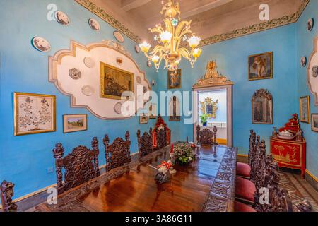 Salle à manger à Casa Rocca Piccola, la Valette, Malte Banque D'Images