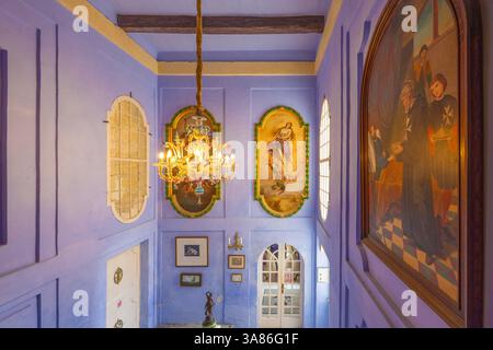 Entrée principale et escalier à Casa Rocca Piccola, la Valette, Malte Banque D'Images