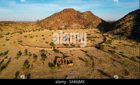 Aérienne de Ouara, ancienne capitale de l'Empire Ouaddai, Tchad Banque D'Images
