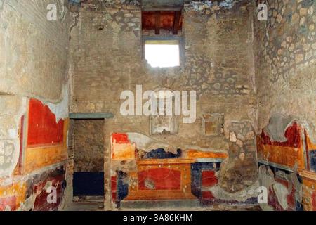 Peintures murales conservées dans les ruines archéologiques de Pompéi, UNESCO, Campanie, Italie Banque D'Images