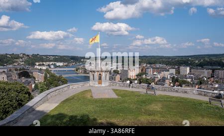 Vue depuis la Citadelle de Namur de Namur, ville et commune, capitale de la province de Namur et de Wallonie, Namur, Wallonie, Belgique Banque D'Images
