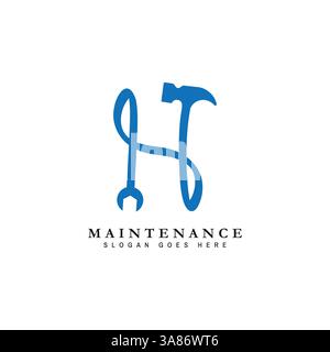 Lettre H logo entretien maison. Alphabet H icône construction de bâtiment Illustration de Vecteur