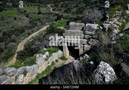 L'ancienne ville grecque de Mycènes, UNESCO, un site archéologique près de Mykines en Argolis, au nord-est du Péloponnèse, Grèce Banque D'Images