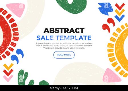 Fond créatif amusant avec des formes organiques de crayon. Modèle de formes géométriques de crayon à la mode. Conception d'entreprise pour les services, promotion de vente, annonces, web Illustration de Vecteur