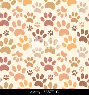 Motif sans couture imprimé animal de patte dessiné dans le style crayon ou crayon. Motif de crayon tendance amusant avec des impressions de pattes d'animaux. Manuel dessiné sur papier Illustration de Vecteur