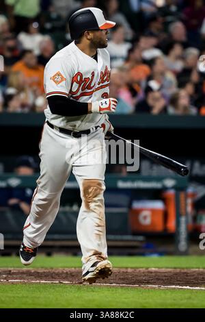 28 août 2017 : Welington Castillo (29), un catcher des Orioles de Baltimore, lors d'un match MLB entre les Mariners de Seattle et les Orioles de Baltimore à Oriole Park à Camden Yards à Baltimore, Maryland. Scott Taetsch/CSM(image de crédit : &copy ; Scott Taetsch/CSM via ZUMA Wire) Banque D'Images