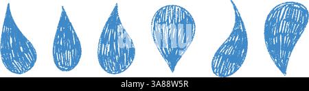 Éclaboussure d'eau bleue et flaque de liquide avec des formes de gouttes de pluie. Éléments d'égouttement de fluide et textures d'ondes de peinture. Illustration vectorielle plate isolée sur dos blanc Illustration de Vecteur