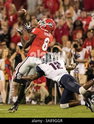 16 septembre 2017 - Athens, GA, États-Unis - Athens, GA - 16 septembre 2017 : les treizième Bulldogs de l'Université de Géorgie accueillent les Samford Bulldogs au stade Sanford. (Crédit image : © Steven Limentani/ISIPhotos via ZUMA Wire) Banque D'Images