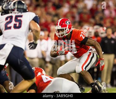 16 septembre 2017 - Athens, GA, États-Unis - Athens, GA - 16 septembre 2017 : les treizième Bulldogs de l'Université de Géorgie accueillent les Samford Bulldogs au stade Sanford. (Crédit image : © Steven Limentani/ISIPhotos via ZUMA Wire) Banque D'Images