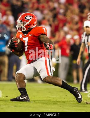 16 septembre 2017 - Athens, GA, États-Unis - Athens, GA - 16 septembre 2017 : les treizième Bulldogs de l'Université de Géorgie accueillent les Samford Bulldogs au stade Sanford. (Crédit image : © Steven Limentani/ISIPhotos via ZUMA Wire) Banque D'Images