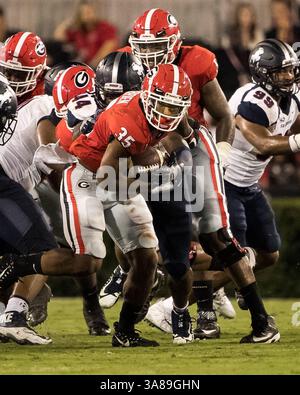 16 septembre 2017 - Athens, GA, États-Unis - Athens, GA - 16 septembre 2017 : les treizième Bulldogs de l'Université de Géorgie accueillent les Samford Bulldogs au stade Sanford. (Crédit image : © Steven Limentani/ISIPhotos via ZUMA Wire) Banque D'Images