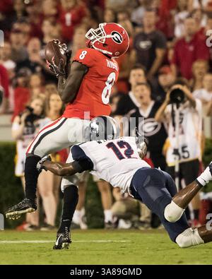 16 septembre 2017 - Athens, GA, États-Unis - Athens, GA - 16 septembre 2017 : les treizième Bulldogs de l'Université de Géorgie accueillent les Samford Bulldogs au stade Sanford. (Crédit image : © Steven Limentani/ISIPhotos via ZUMA Wire) Banque D'Images