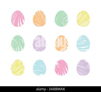 Doodles d'oeufs de Pâques, coloration tendance mignonne Illustration de Vecteur