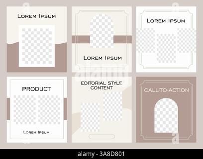 Ensemble de modèles de publication de médias sociaux minimalistes élégants Illustration de Vecteur