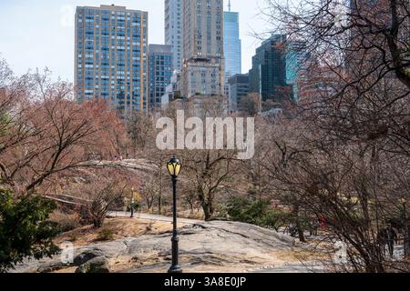 Le célèbre et emblématique Central Park de New York vous offre une grande évasion de l'agitation de la plus grande ville d'Amérique Banque D'Images