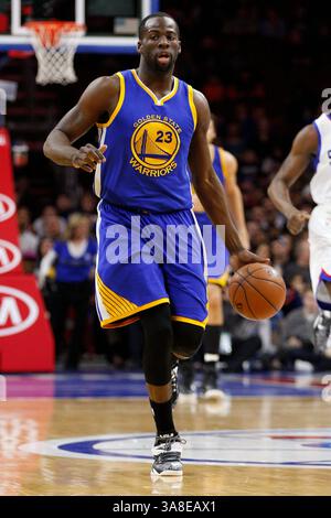 9 février 2015 : L'attaquant des Golden State Warriors Draymond Green (23 ans) en action lors du match NBA entre les Golden State Warriors et les 76ers de Philadelphie au Wells Fargo Center à Philadelphie, en Pennsylvanie. Les Golden State Warriors ont gagné 89-84.(image de crédit : © Christopher Szagola/Cal Sport Media/ZUMAPRESS.com) Banque D'Images