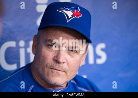 16 juin 2016 : John Gibbons (5), entraîneur des Blue Jays de Toronto, répond aux questions des médias avant le match de la MLB entre les Blue Jays de Toronto et les Philadelphia Phillies au Citizens Bank Park à Philadelphie, en Pennsylvanie. Christopher Szagola/CSM(image de crédit : © Christopher Szagola/CSM via ZUMA Wire) Banque D'Images