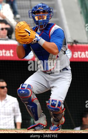 06 avril 2008 - Anaheim, Californie, États-Unis - GERALD LAIRD #15 des Texas Rangers en action pendant le match contre les Angels de Los Angeles au Angels Stadium. Les Rangers battent les Anges 10-4. (Crédit image : © Louis Lopez/Cal Sport Media/ZUMA Press) Banque D'Images