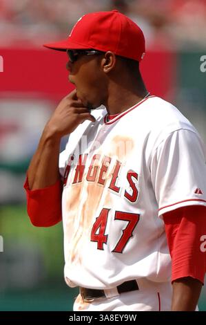 06 avril 2008 - Anaheim, Californie, États-Unis - HOWIE KENDRICK #47 des Angels de Los Angeles pendant le match contre les Texas Rangers au stade Angels. Les Rangers battent les Anges 10-4. (Crédit image : © Louis Lopez/Cal Sport Media/ZUMA Press) Banque D'Images