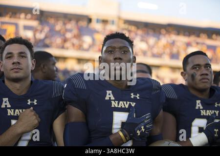 23 septembre 2017 - Annapolis, Maryland, États-Unis - le linebacker JUSTIN NORTON (crédit image : © Alex Edelman via ZUMA Wire) Banque D'Images