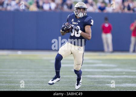 23 septembre 2017 - Annapolis, Maryland, États-Unis - Navy Midshipmen Running back Keoni-KORDELL MAKEKAU (crédit image : © Alex Edelman via ZUMA Wire) Banque D'Images