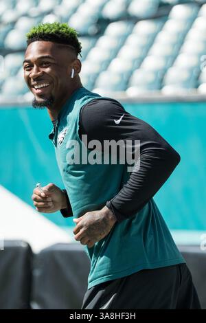 24 septembre 2017 : Jalen Mills (31), cornerback des Philadelphia Eagles, sourit pendant le match NFL entre les Giants de New York et les Eagles de Philadelphie au Lincoln Financial Field à Philadelphie, en Pennsylvanie. Christopher Szagola/CSM(image de crédit : &copy ; Chris Szagola/CSM via ZUMA Wire) Banque D'Images