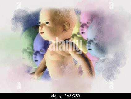 Des bébés créateurs, illustration conceptuelle. Banque D'Images