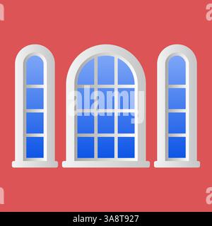 Vecteur de fenêtre en verre fermé. Éléments de décoration de fenêtre de maison extérieure. Icône de fenêtre. Illustration de Vecteur